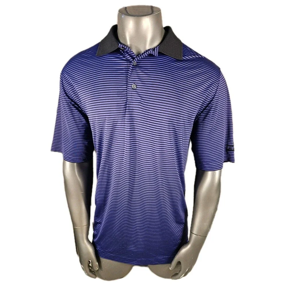 Men's FootJoy FJ Golf Polo Shirt Size XL Purple Striped La Cantera SATX Texas